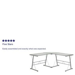 Flash Furniture 84" Glass L-Shape Computer Desk, Clear/Silver (NANCD22181) 7 Flash Furniture 84" Glass L-Shape Computer Desk, Clear/Silver (NANCD22181) -Ergot Office Furniture Shop sp89548194 s7
