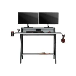 Studio Designs Challenger 53" Metal Computer Desk, Silver/Black (51256)