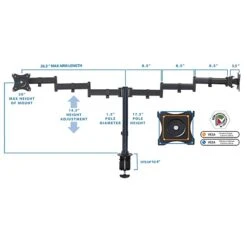 Mount-lt! Adjustable Monitor Mount, Up To 38", Black (MI-3853) -Ergot Office Furniture Shop sp95977695 s7