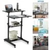 Mount-It! 27.5"W Mobile Height Adjustable Desk, Black, Plastic/Steel (MI-7940)